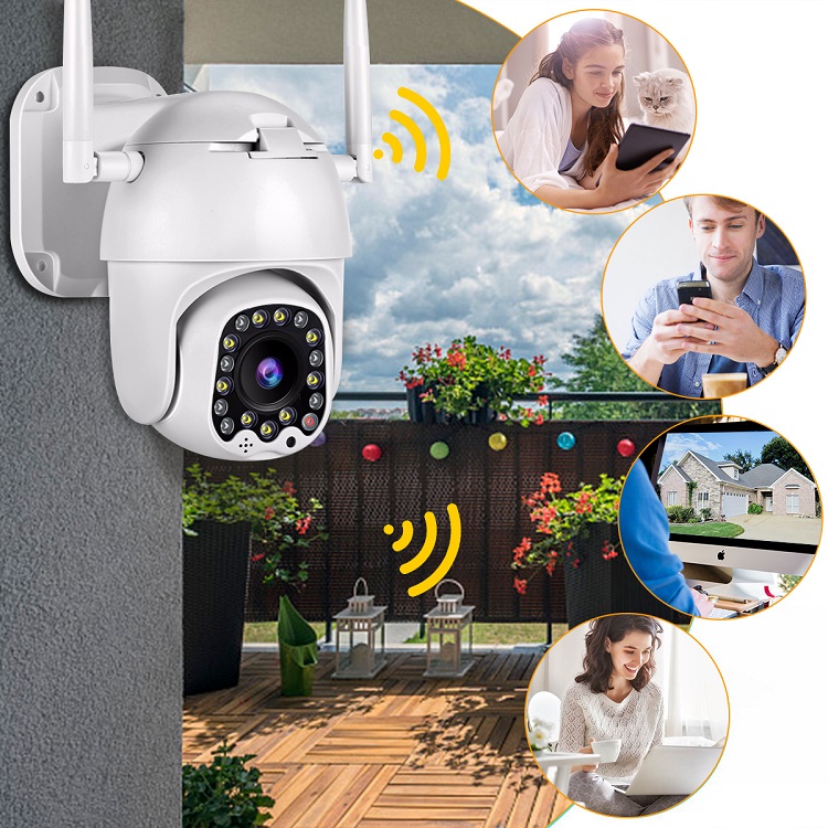 Outdoor waterproof double flash alarm tracking PTZ HD full color night vision camera